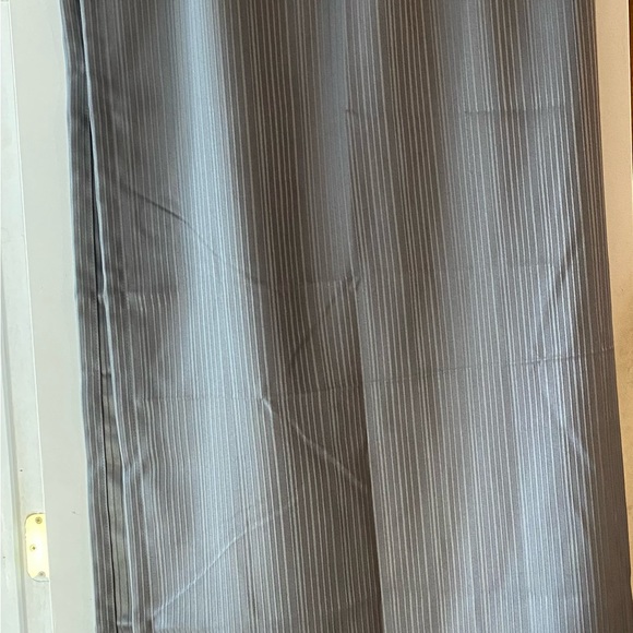Blackout curtain panel, Silver Grommet, 63” long, 54” wide Gray stripe, Used - Picture 5 of 8